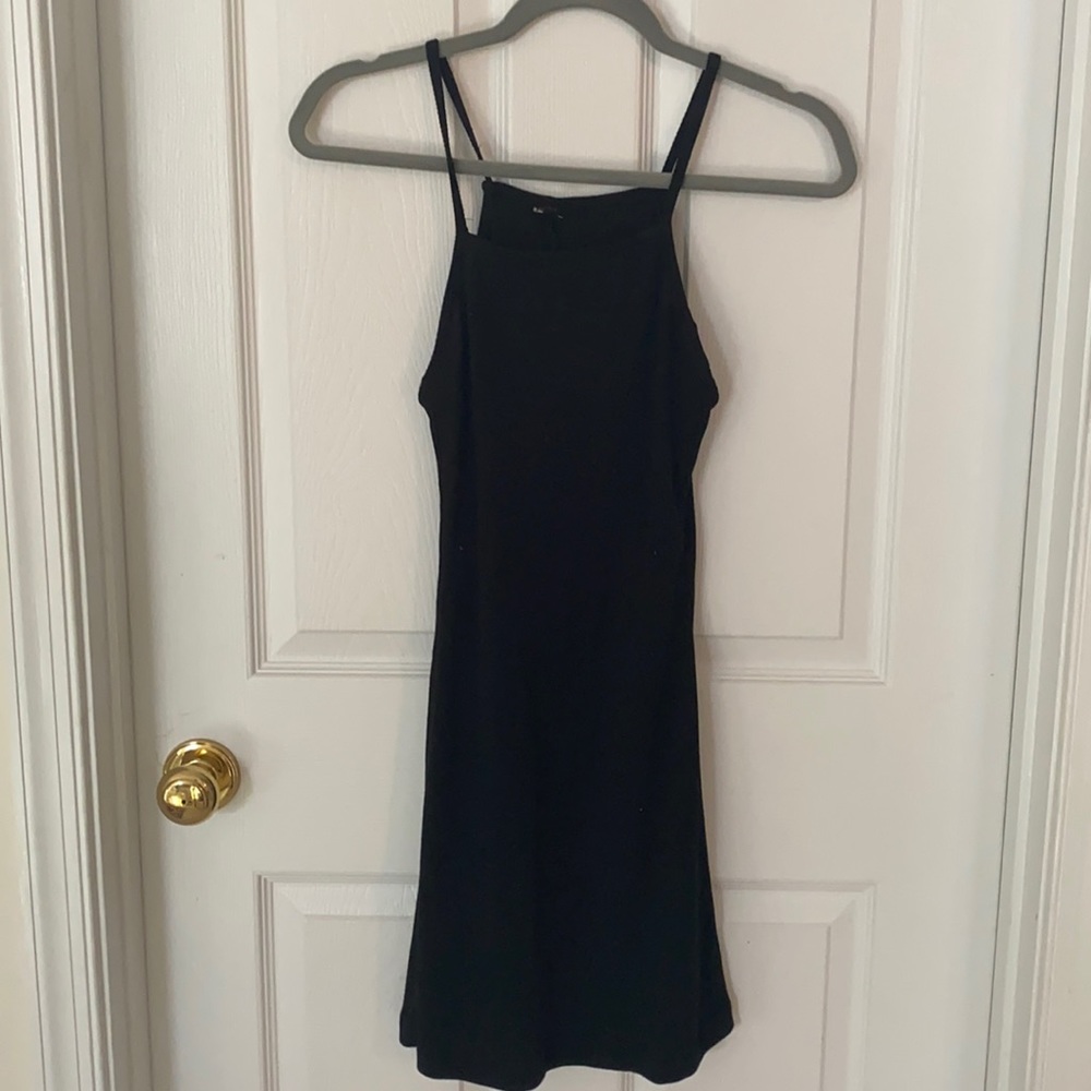 Poof Black Spaghetti Strap Ribbed Dress